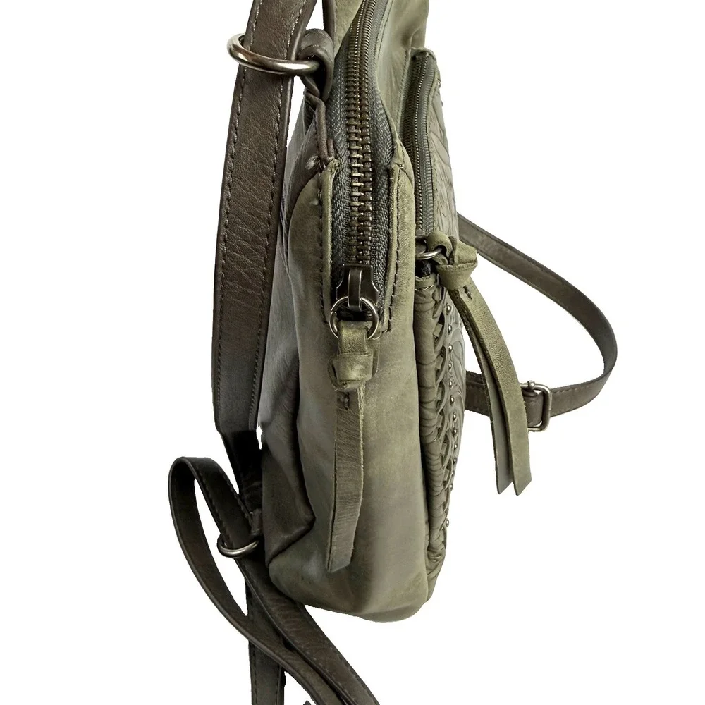 The Sak Loyola Convertible Backpack Gray Soft Tooled Leather Handbag